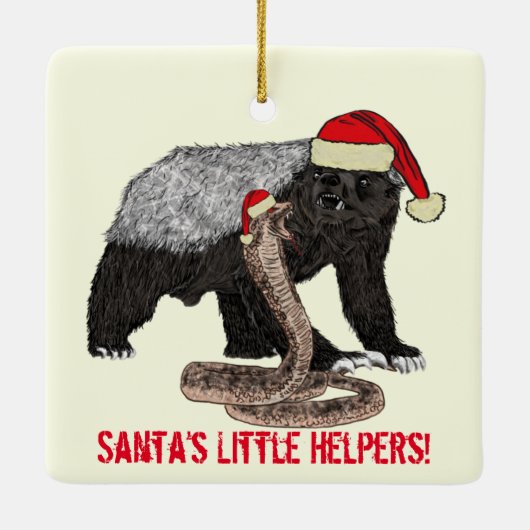 Santa Honey Badger en Snake Funny Irony Keramisch Ornament (Achterkant)