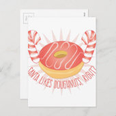 Santa houdt van donuts feestdagenkaart (Voorkant / Achterkant)