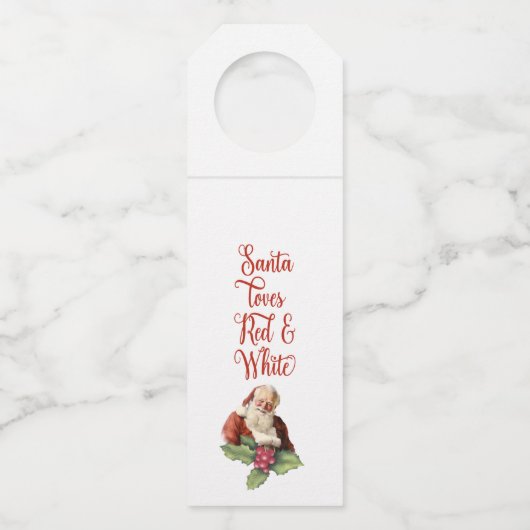 Santa houdt van rode & witte wijnhanger Labels (Voorkant)
