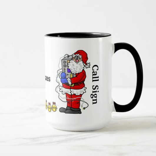 Santa Hugging Radio Kerstmis Mok (Rechts)