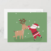 Santa Hugging Rudolph Briefkaart (Voorkant / Achterkant)