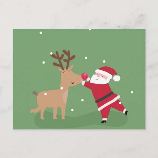 Santa Hugging Rudolph Briefkaart (Voorkant)