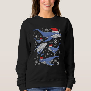 Santa Humpback Whales en Snowflake Kerstmis Trui