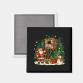 Santa Hunting Cabin Funny Christmas Better Not Ut  Magneet (Voorkant / Achterkant)