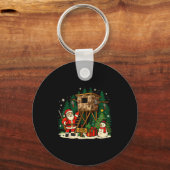 Santa Hunting Cabin Funny Christmas Better Not Ut Sleutelhanger (Voorkant)
