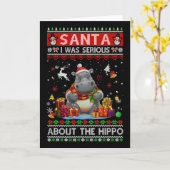 Santa I Was Serious About The Hippo Funny Ugly Chr Kaart (Gele Bloem)