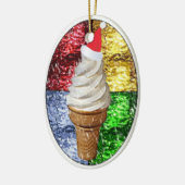 Santa Ice Cream Cone in Glas in lood Keramisch Ornament (Links)