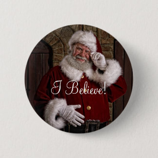 Santa "Ik geloof!" Knoop Ronde Button 5,7 Cm