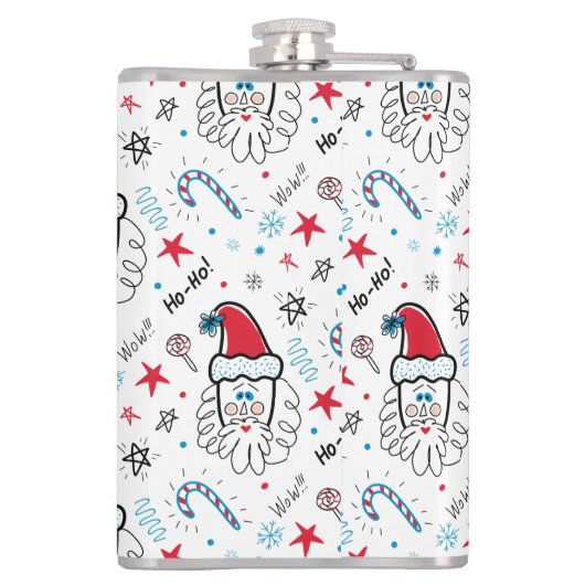 Santa illustratie Kerstmis Kousen stuffers Heupfles (Achterkant)