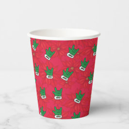 Santa ILY Glove paper cups, ASL ILY, kerstASL Papieren Bekers