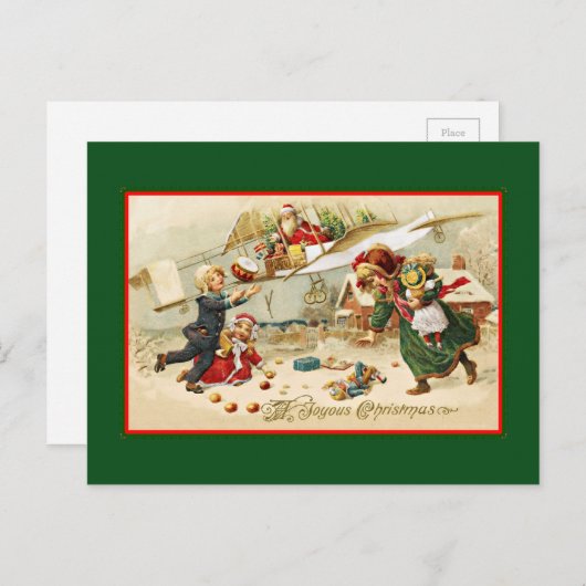 Santa in an Airplane Feestdagenkaart (Voorkant / Achterkant)