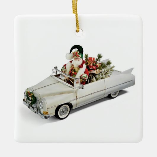** SANTA** IN CADDY! KERAMISCH ORNAMENT (Voorkant)