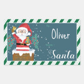 Santa in Chimney Kid Gift Tag Sticker (Devant)