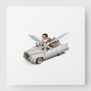 **SANTA IN CONVERTABEL** CLOCK VIERKANTE KLOK