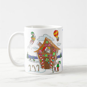 Santa in Gingerbrood House met Elves Colorful Koffiemok