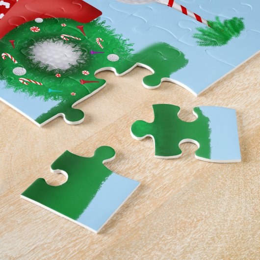 SANTA IN GOLF CART CHRISTMAS MET SNOWFLAKS LEGPUZZEL (Zijkant)