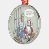 Santa In Jail round premium ornament (Links)