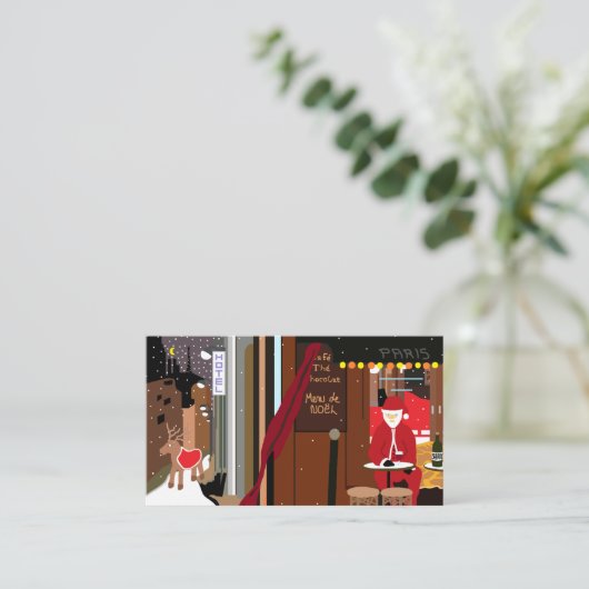 Santa in Parijs, kerstfeest, Ticket-uitnodiging Informatiekaartje (Staand voorkant)