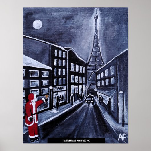 Santa in Paris Painting by Alfred Fox Poster (Voorkant)