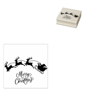 Santa in Sleigh Merry Christmas Stamp Rubberstempel