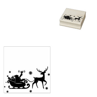 Santa in Sleigh Merry Christmas Stamp Rubberstempel