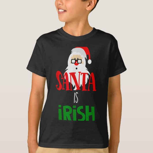 Santa Is Irish Christmas Shirt Funny Holiday Irela (Voorkant)
