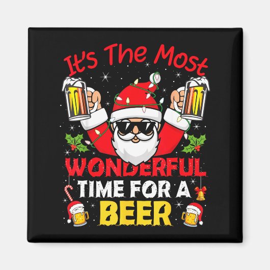 Santa It's The Most Wonderful Time For A Beer Funn Magneet (Voorkant)
