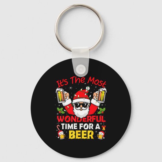 Santa It's The Most Wonderful Time For A Beer Funn Sleutelhanger (Voorkant)