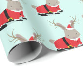 Santa Jackalope Light Green Novelty Kerstmis Cadeaupapier (Rol Hoek)