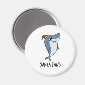 Santa Jaws Funny Shark Kerstmis Magneet (Voorkant / Achterkant)