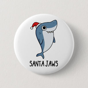 Santa Jaws Funny Shark Kerstmis Ronde Button 5,7 Cm