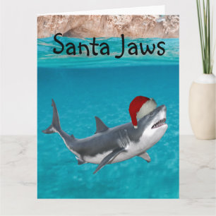 Santa Jaws Grappige Kersthaai Kaart