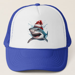 Santa Jaws Kerstmis Haai Cartoon Kunst Trucker Pet
