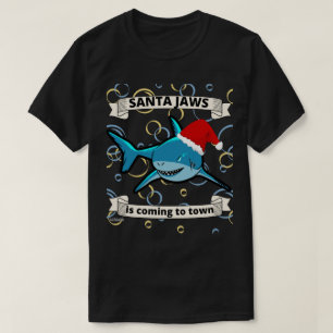 SANTA JAWS KOMT NAAR TOWN grappige kersthaai T-shirt