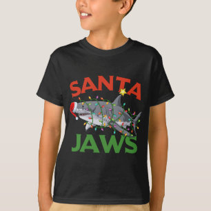 Santa Jaws Shark-kerstlampjes Sharkmas T-shirt