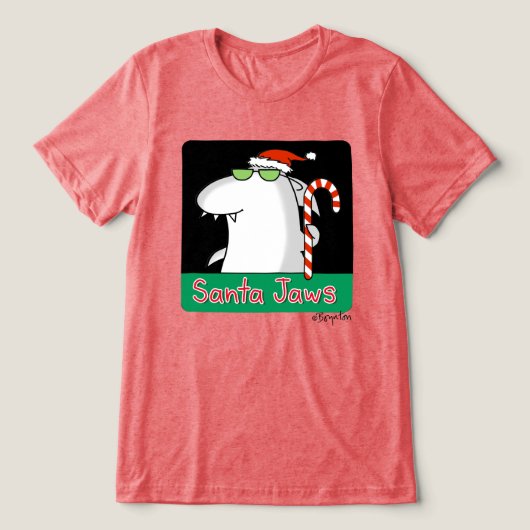 Santa Jaws Tri-Blend Shirt (Design voorkant)