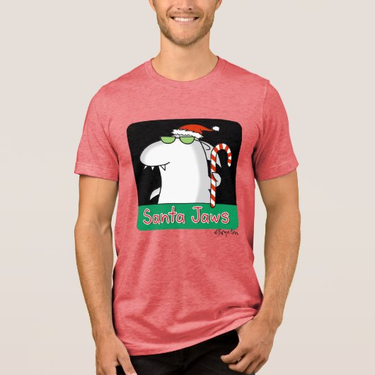 Santa Jaws Tri-Blend Shirt (Voorkant)