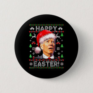 Santa Joe Biden Gelukkig Pasen Lelijke Kerstmis 1 Ronde Button 5,7 Cm
