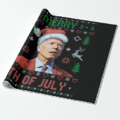 Santa Joe Biden Happy 4 juli Ugly Kerstmis Cadeaupapier (Uitgerold)