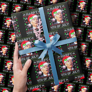 Santa Joe Biden Happy 4 juli Ugly Kerstmis Cadeaupapier