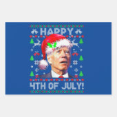 Santa Joe Biden Happy 4 juli Ugly Kerstmis Inpakpapier Vel (Voorkant 3)
