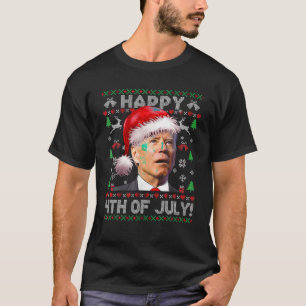 Santa Joe Biden Happy 4 juli Ugly Kerstmis S T-shirt