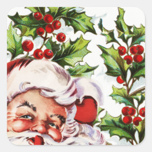 Santa jolly holly mistletoe vierkante sticker