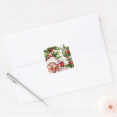 Santa jolly holly mistletoe vierkante sticker (Envelop)