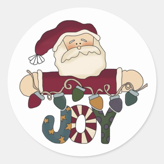 Santa Joy Kerstmis Lichten Kleurrijk Ronde Sticker (Voorkant)