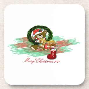 Santa Joy Sock Christmas Hard plastic onderzetter