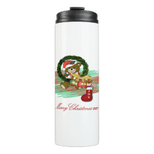 Santa Joy Sock Kerstmis Thermische Tumbler Thermosbeker