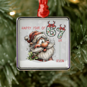 Santa Joyeuse Année de Six Sept Ornement de Noël