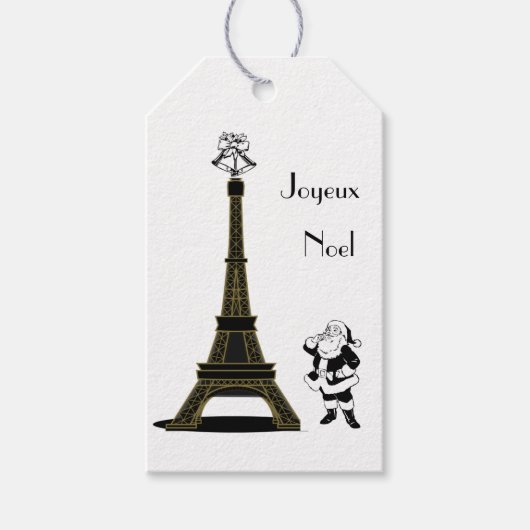 Santa Joyeux Noel Paris Franse Kerstmis Cadeaulabel (Voorkant)