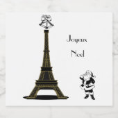 Santa Joyeux Noel Paris Franse Kerstmis Sparkling Wijnetiket (Enkel label)